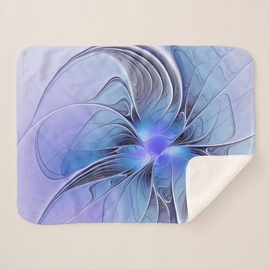Abstrakt Modernes Fraktal Art Lavendel Sherpadecke (Vorderseite (Horizontal))