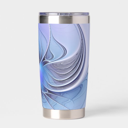 Abstrakt Modernes Fraktal Art Lavendel Thermobecher (Rückseite)