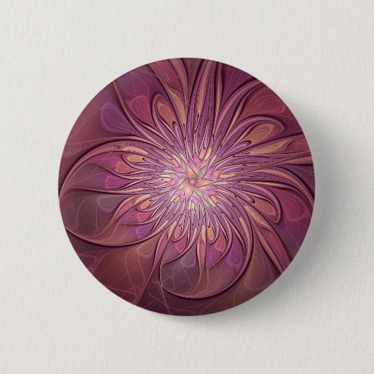 Abstrakt Modernes Fraktal Florenz Kunst, Dichtung Button (Vorderseite)