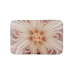 Abstrakt Modernes Peach Pasta Blume Fraktal Badematte