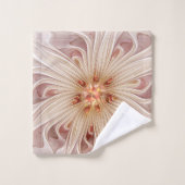 Abstrakt Modernes Peach Pasta Blume Fraktal Badhandtuch Set (Waschlappen)