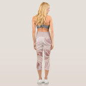 Abstrakt Modernes Peach Pasta Blume Fraktal Capri Leggings (Rückseite)