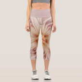 Abstrakt Modernes Peach Pasta Blume Fraktal Capri Leggings (Vorderseite)