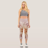 Abstrakt Modernes Peach Pasta Blume Fraktal Capri Leggings (Vorderseite)