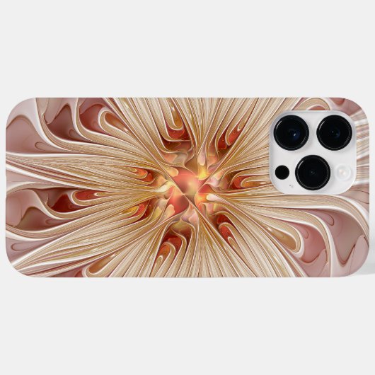 Abstrakt Modernes Peach Pasta Blume Fraktal Case-Mate iPhone Hülle (Rückseite (Horizontal))
