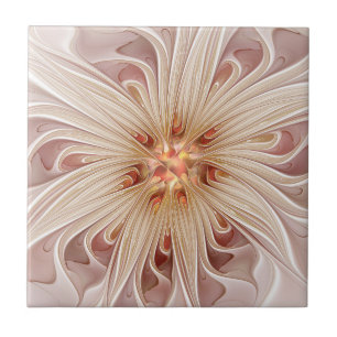 Abstrakt Modernes Peach Pasta Blume Fraktal Fliese
