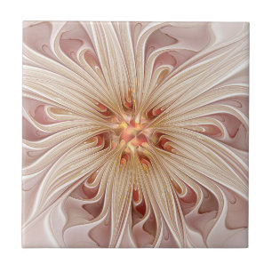 Abstrakt Modernes Peach Pasta Blume Fraktal Fliese
