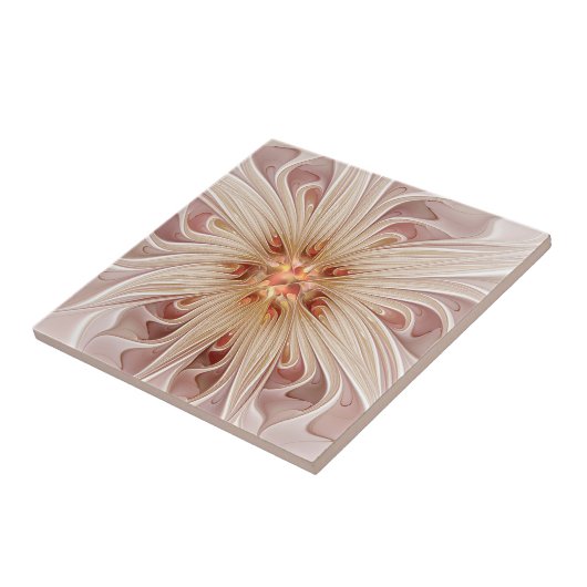 Abstrakt Modernes Peach Pasta Blume Fraktal Fliese (Seite)