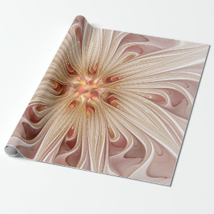 Abstrakt Modernes Peach Pasta Blume Fraktal Geschenkpapier