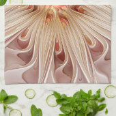 Abstrakt Modernes Peach Pasta Blume Fraktal Geschirrtuch (Gefaltet)