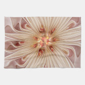 Abstrakt Modernes Peach Pasta Blume Fraktal Geschirrtuch (Horizontal)