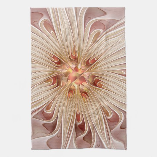 Abstrakt Modernes Peach Pasta Blume Fraktal Geschirrtuch (Vertikal)