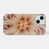 Abstrakt Modernes Peach Pasta Blume Fraktal iPhone 15 Hülle (Rückseite (Horizontal))