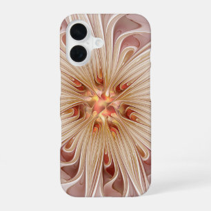 Abstrakt Modernes Peach Pasta Blume Fraktal iPhone 16 Hülle