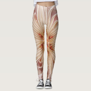 Abstrakt Modernes Peach Pasta Blume Fraktal Leggings