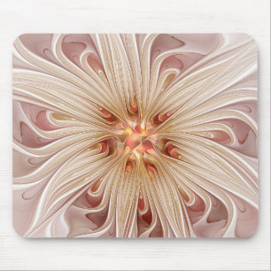 Abstrakt Modernes Peach Pasta Blume Fraktal Mousepad
