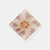 Abstrakt Modernes Peach Pasta Blume Fraktal Serviette (Ecke)