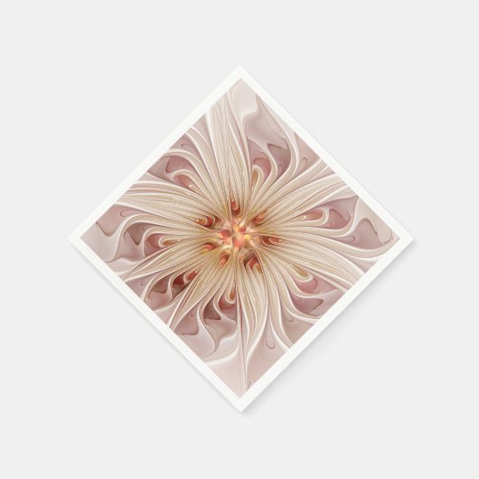 Abstrakt Modernes Peach Pasta Blume Fraktal Serviette (Ecke)