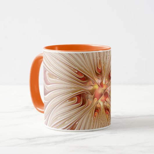 Abstrakt Modernes Peach Pasta Blume Fraktal Tasse (Vorderseite Links)