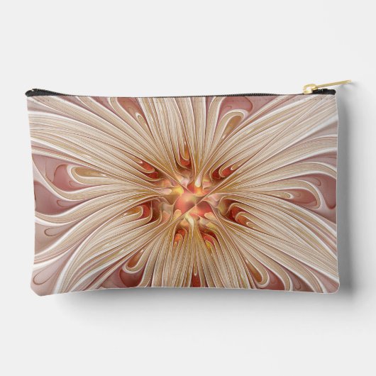 Abstrakt Modernes Peach Pasta Blume Fraktal Zubehörtasche (Rückseite)