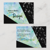 *~* Abstrakt Modernes Schwarzes Glitzer Geometrisc Visitenkarte (Vorne/Hinten)