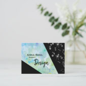 *~* Abstrakt Modernes Schwarzes Glitzer Geometrisc Visitenkarte (Stehend Vorderseite)