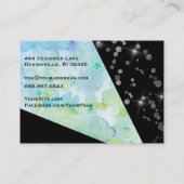 *~* Abstrakt Modernes Schwarzes Glitzer Geometrisc Visitenkarte (Rückseite)