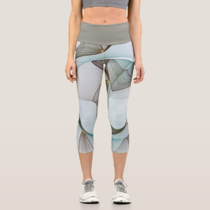 Abstrakt Modernes Türkis Braun Gold Elegante Capri Leggings