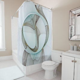 Abstrakt Modernes Türkis Braun Gold Elegante Duschvorhang