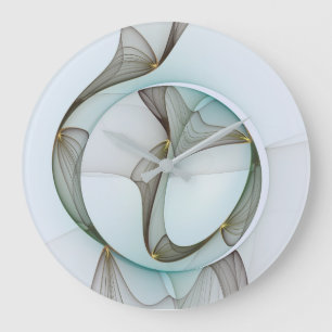 Abstrakt Modernes Türkis Braun Gold Elegante Große Wanduhr