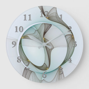 Abstrakt Modernes Türkis Braun Gold Elegante Große Wanduhr