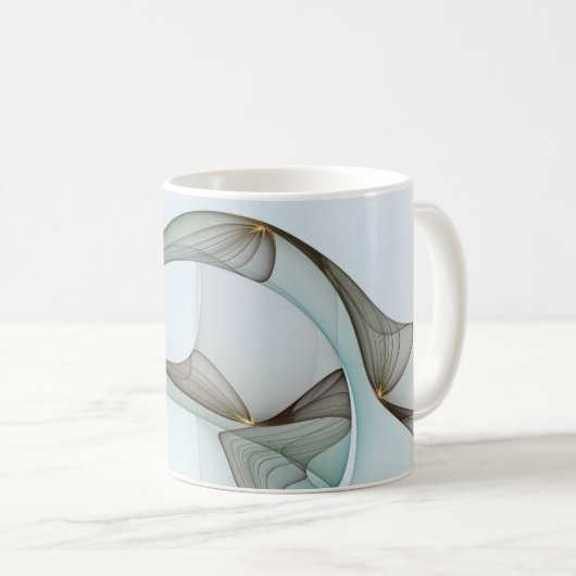 Abstrakt Modernes Türkis Braun Gold Elegante Kaffeetasse (VorderseiteRechts)