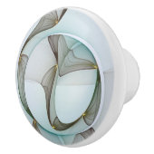 Abstrakt Modernes Türkis Braun Gold Elegante Keramikknauf (Rechts)