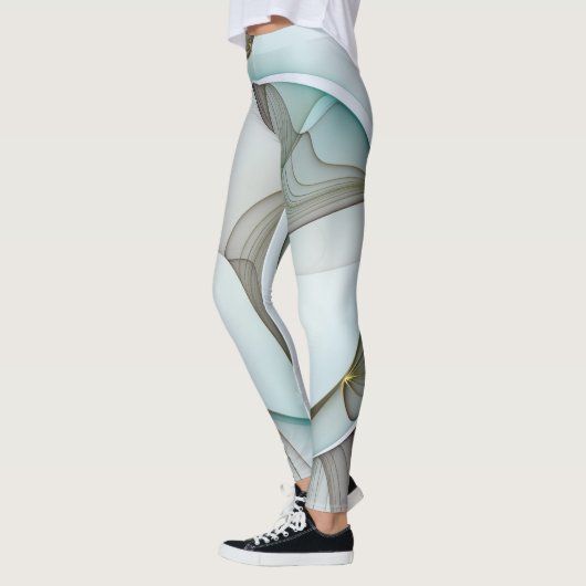 Abstrakt Modernes Türkis Braun Gold Elegante Leggings (Links)