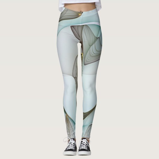 Abstrakt Modernes Türkis Braun Gold Elegante Leggings (Vorderseite)
