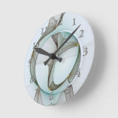 Abstrakt Modernes Türkis Braun Gold Elegante Runde Wanduhr (Winkel)