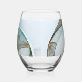 Abstrakt Modernes Türkis Braun Gold Elegante Weinglas Ohne Stiel (Rechts)