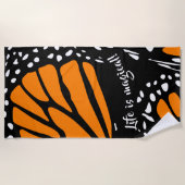 Abstrakt Monarch Butterfly Flügel - Das Leben ist  Strandtuch (Vorderseite)