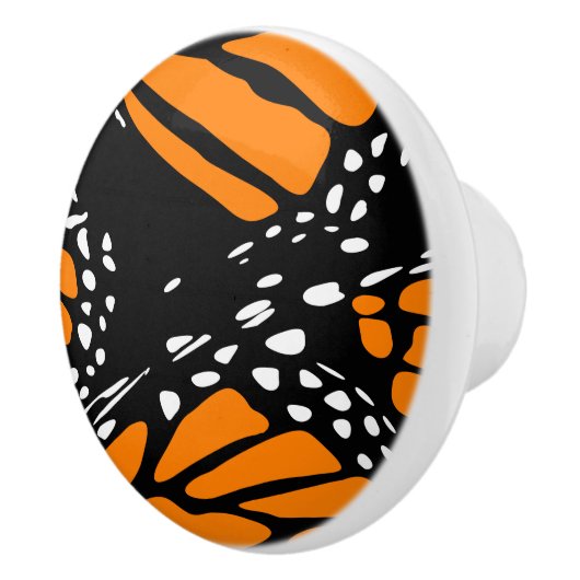 Abstrakt Monarch Butterfly Wing Orange Schwarz-wei Keramikknauf (Rechts)