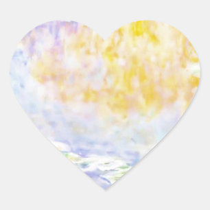 abstrakt, Monet Seerosen 7 Herz-Aufkleber