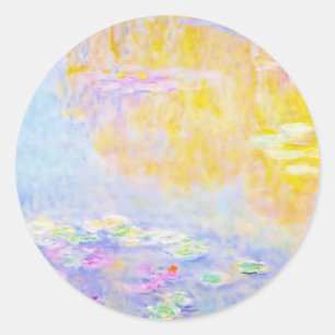 abstrakt, Monet Seerosen 7 Runder Aufkleber