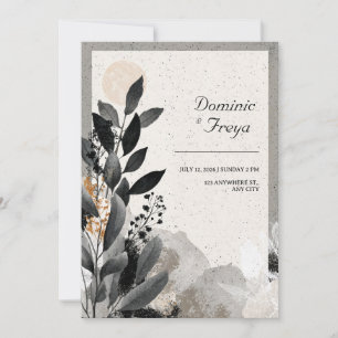 Abstrakt Monochrom Eukalyptus Gold Sprenkel Einladung