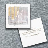 Abstrakt Monogram Gold Pink Blue Jewelier Designer Quadratische Visitenkarte