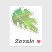 Abstrakt Monstera Leaf Liquid Green Aufkleber (Blatt)