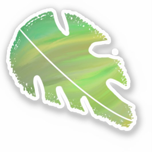 Abstrakt Monstera Leaf Liquid Green Aufkleber (Vorderseite)