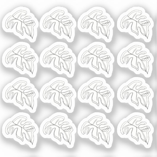 Abstrakt Monstera Leaf Schwarz-weiß Aufkleber (Vorderseite)