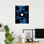 Abstrakt Moon Shapes Blue Black Modern Wall Poster (Heimbüro)
