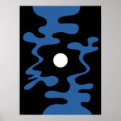 Abstrakt Moon Shapes Blue Black Modern Wall Poster (Vorne)