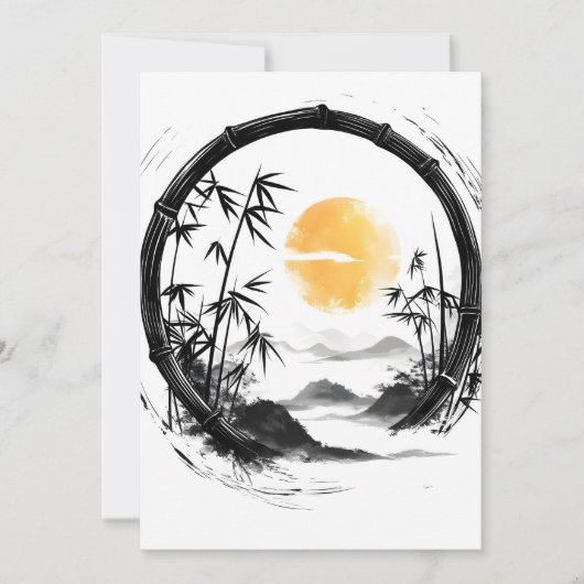 Abstrakt Moon Zen Bamboo Flow Feiertagskarte (Vorderseite)