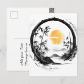 Abstrakt Moon Zen Bamboo Flow Feiertagspostkarte (Vorne/Hinten)